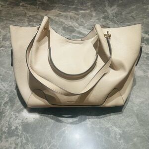 SONDRA ROBERTS SQUARED DOUBLE STRAP IVORY VEGAN LEATHER SHOULDER BAG PURSE NWOT